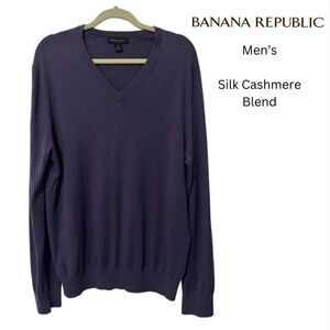 BANANA REPUBLIC Cashmere-Silk Blend XLarge Deep Purple Sweater Men’s